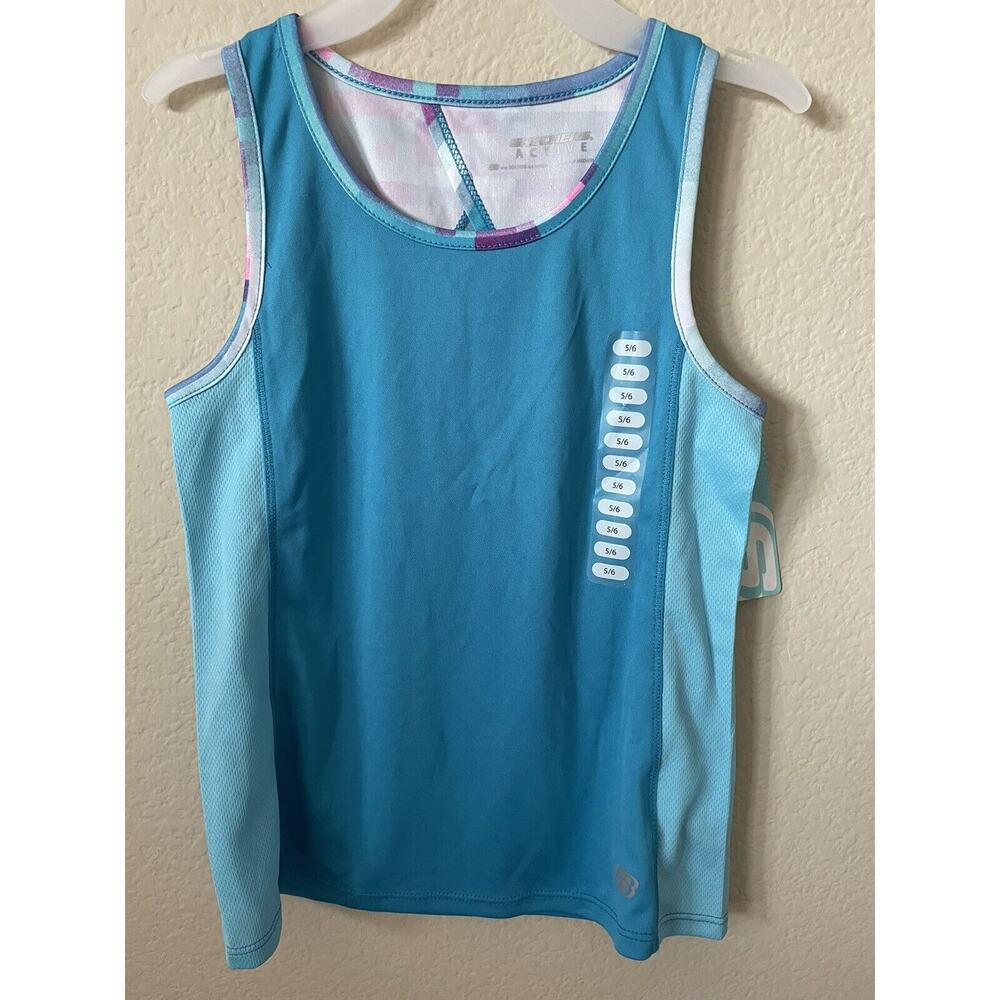 Skechers Active Turquoise Tide Blue Purple Pink Girls' Sleeveless Top Size 5/6